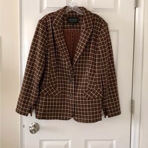 NWOT Isaac Mizrahi Live! Estate Yarn Dye Plaid Two Button Blazer - XL